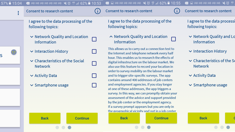Collecting Survey and Smartphone Sensor Data With an App: Opportunities and Challenges Around Privacy and Informed Consent